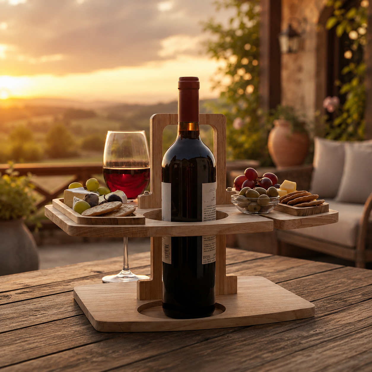 VINOGROVE – Wooden Wine Picnic Table
