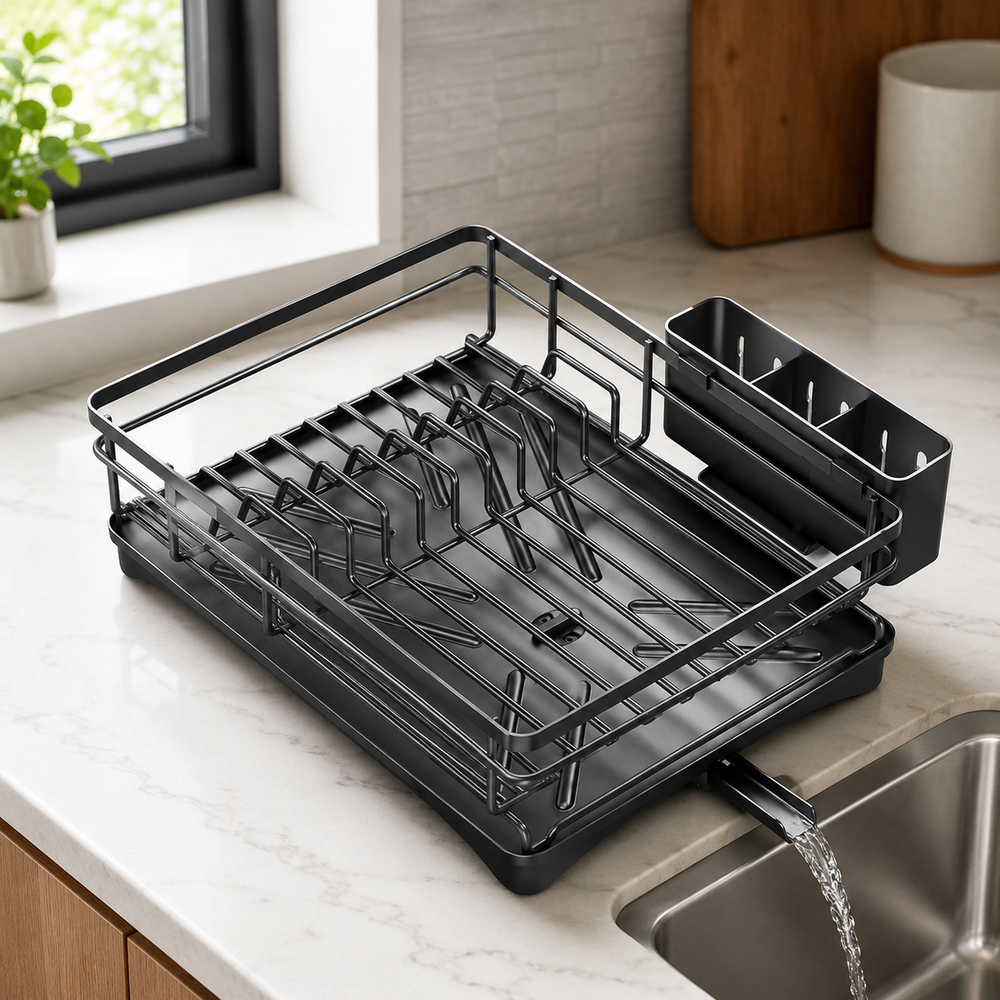 DRAINCADDY – Large Dish Drainer with Removable Drip Tray