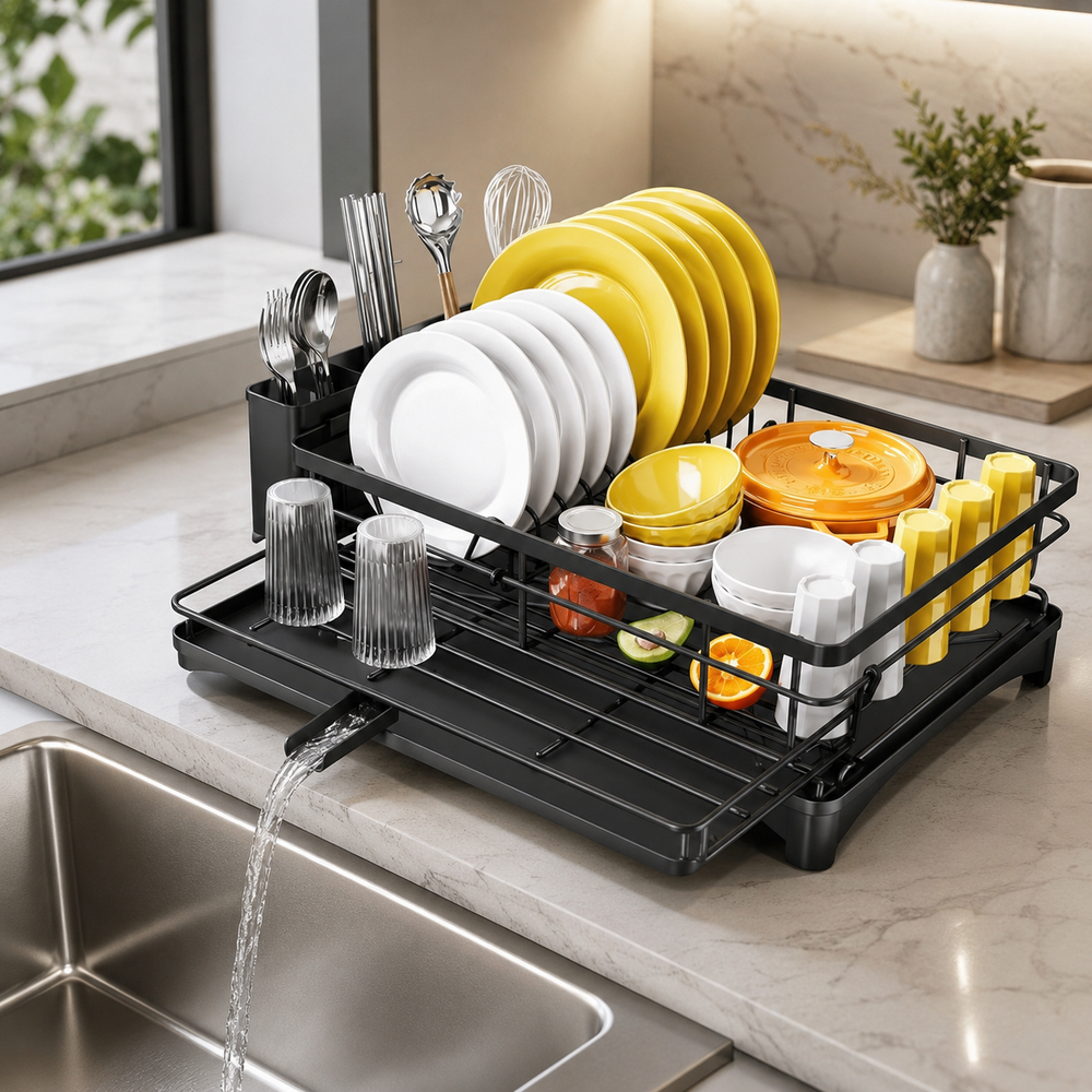 DRAINCADDY – Large Dish Drainer with Removable Drip Tray