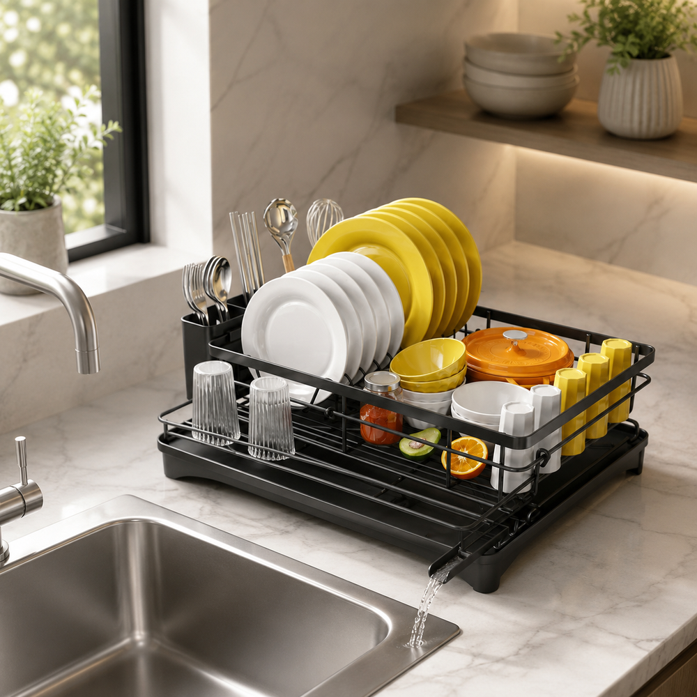 DRAINCADDY – Large Dish Drainer with Removable Drip Tray