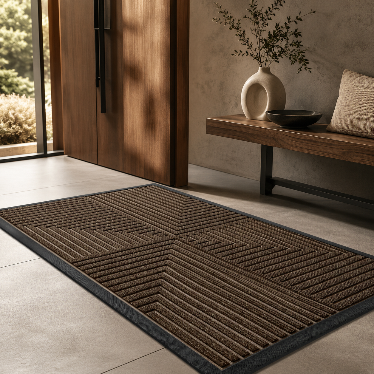 Heavy Duty Door Mat | Non-Slip Rubber Back | Dirt Trapping Entrance Rug | Indoor Outdoor Doormat | High Traffic Entry Mat | Washable