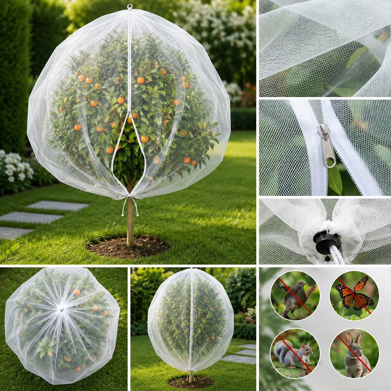 Fruit Tree Mesh Bags with Drawstring | Reusable Fruit Protection Nets | Guard Against Insects, Birds & Pests | Breathable Garden Netting