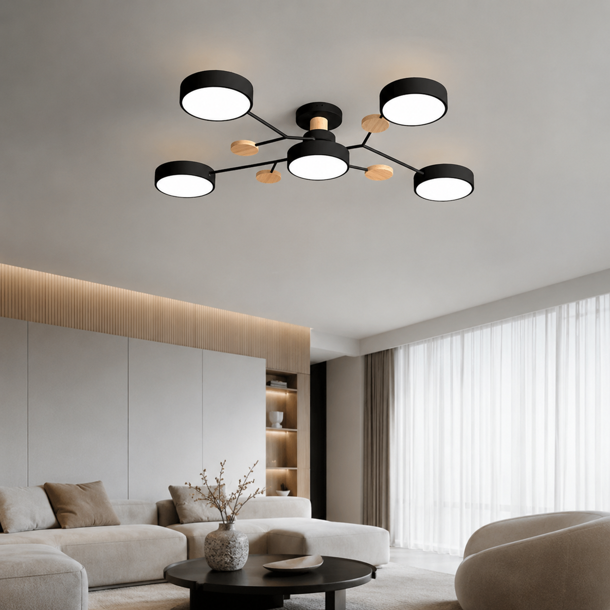 Ceiling Lamp Flush Mount LED | Round Minimalist Light Fixture | Low Profile Design | Living Room Bedroom Hallway Office Ceiling Light
