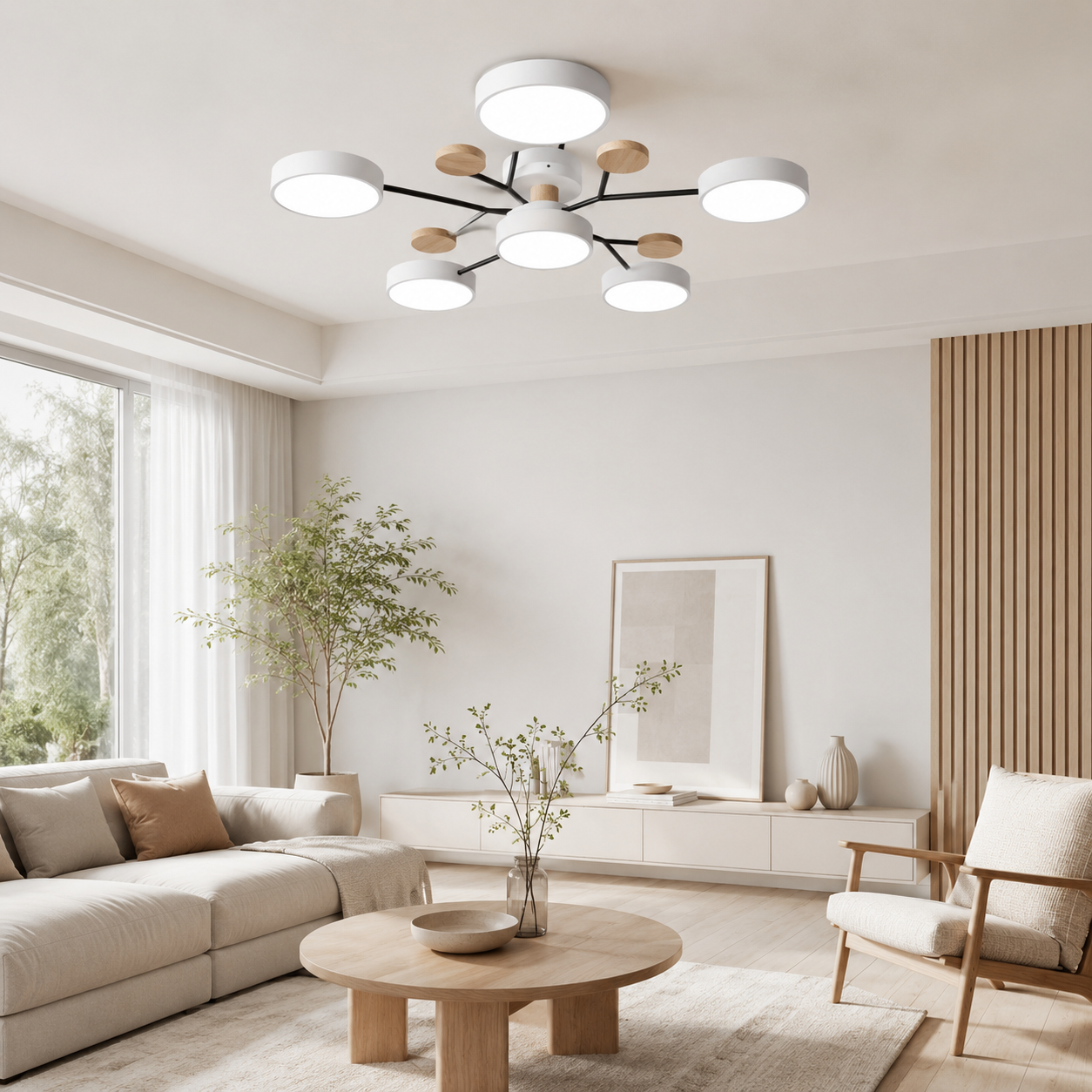 Ceiling Lamp Flush Mount LED | Round Minimalist Light Fixture | Low Profile Design | Living Room Bedroom Hallway Office Ceiling Light