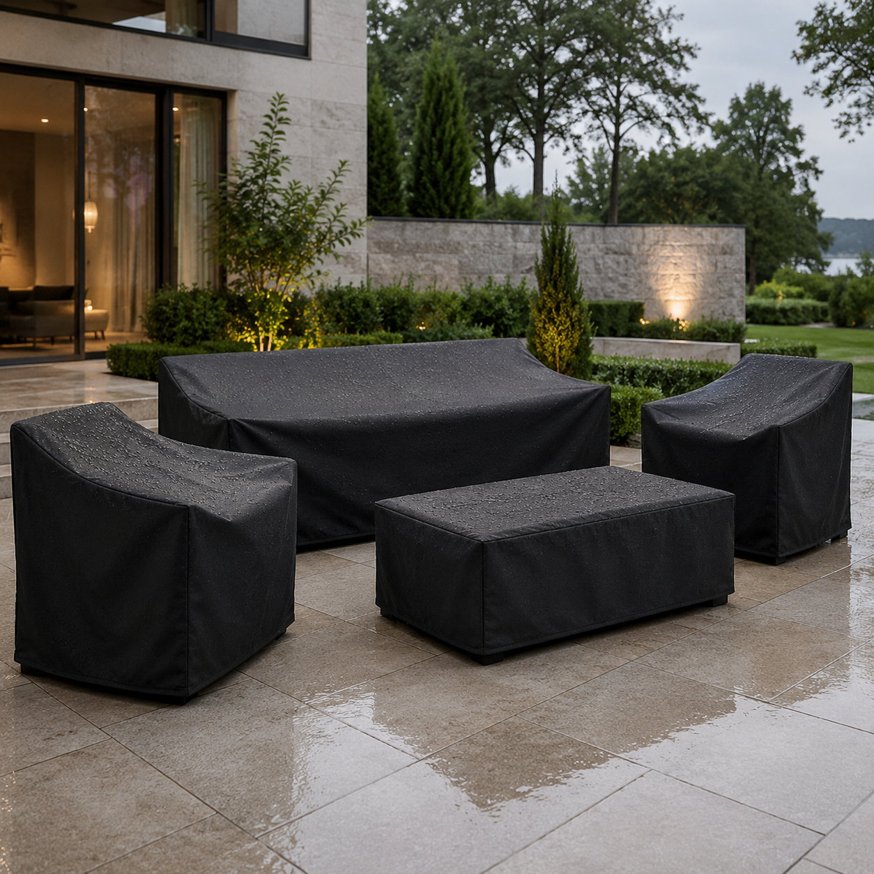 Outdoor Furniture Cover with UV & Rain Protection | Patio Table Chair Cover | Waterproof Garden Set Cover | All-Weather Backyard