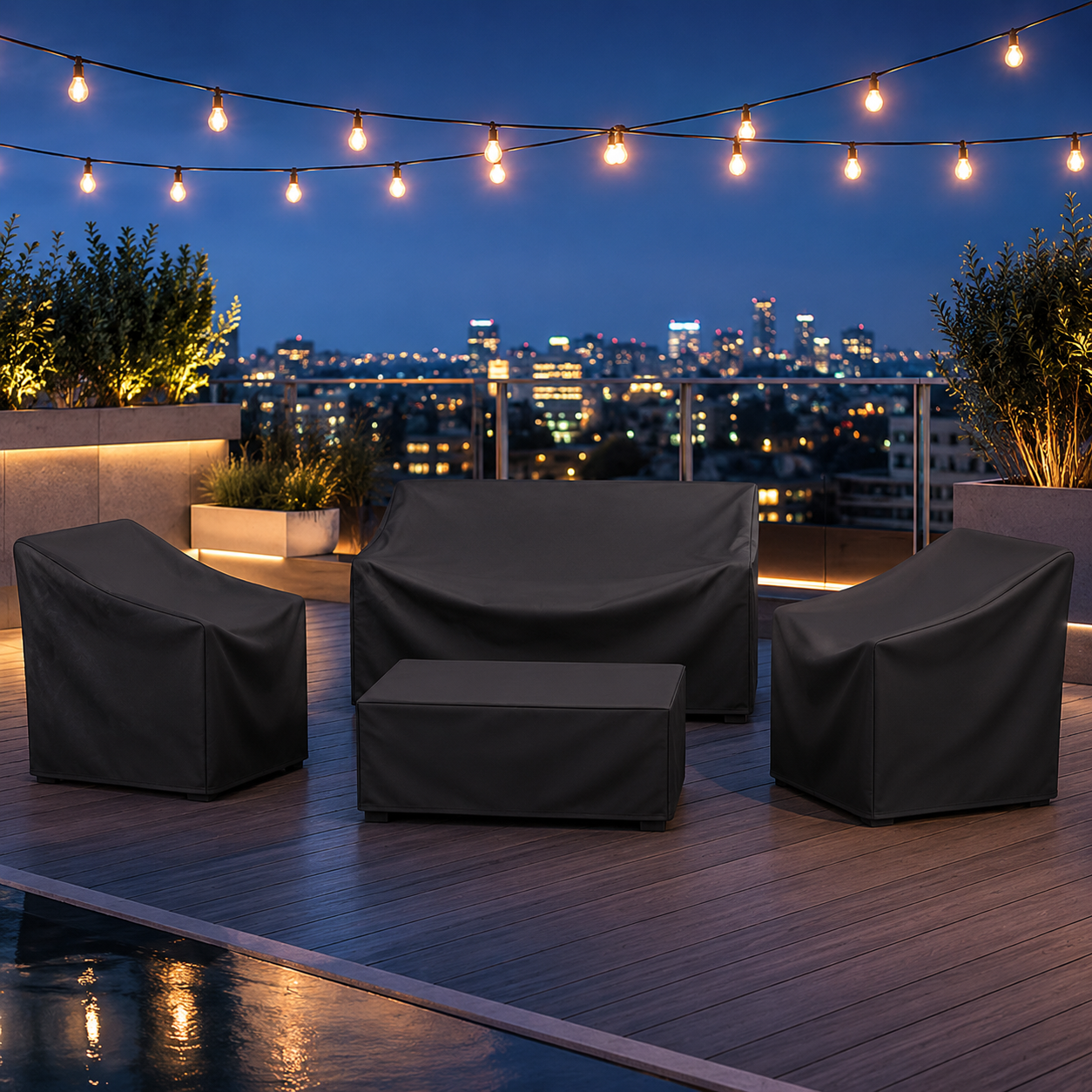 Outdoor Furniture Cover with UV & Rain Protection | Patio Table Chair Cover | Waterproof Garden Set Cover | All-Weather Backyard