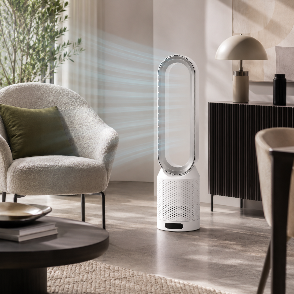 Bladeless Tower Fan 3-in-1 Air Purifier | Energy-Efficient Home Appliance | 8 Speeds | 90° Oscillation | Quiet Cooling for Bedroom & Office