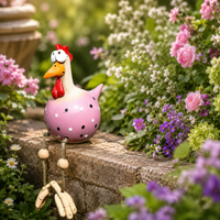FRECHFEDER – Playful Garden Chicken Statue with Dancing Legs