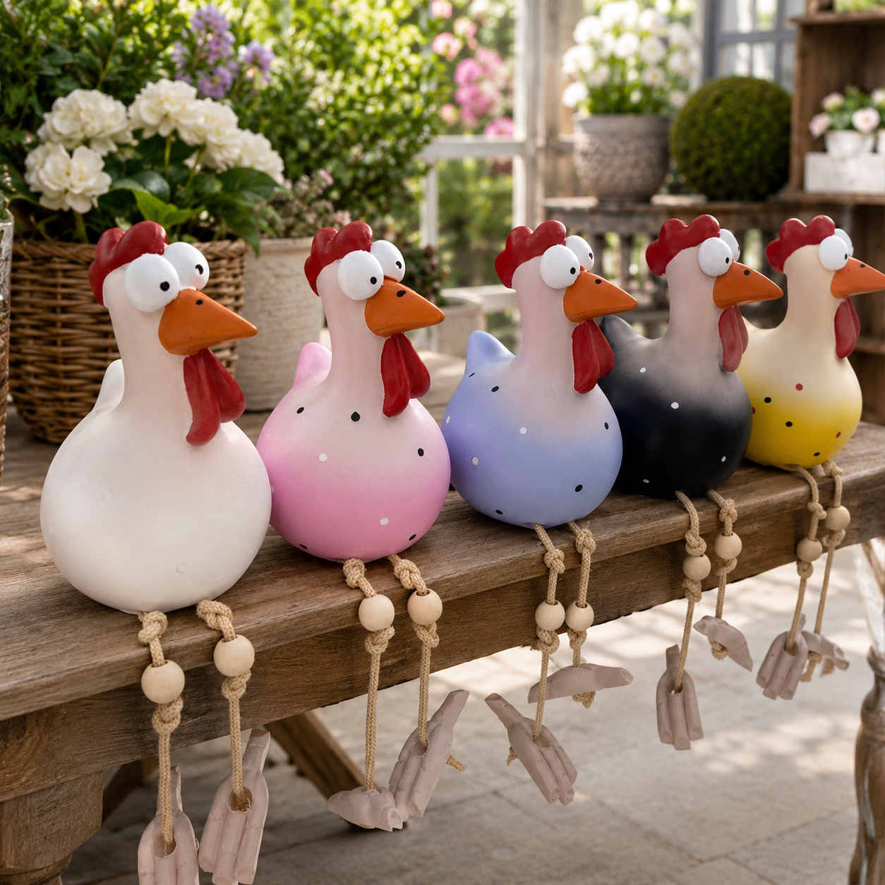 FRECHFEDER – Playful Garden Chicken Statue with Dancing Legs