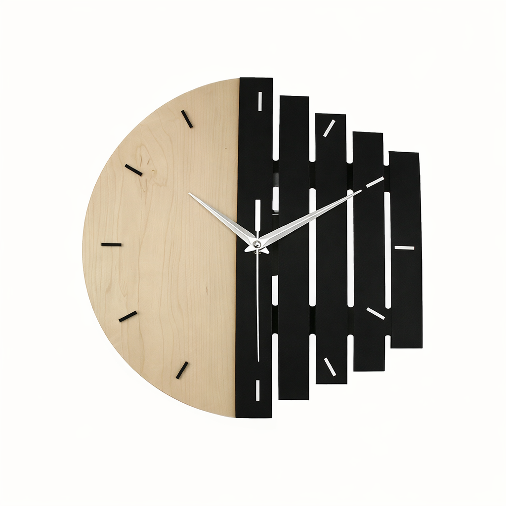WOODFUSION CLOCK – Silent Retro Texture Statement Clock