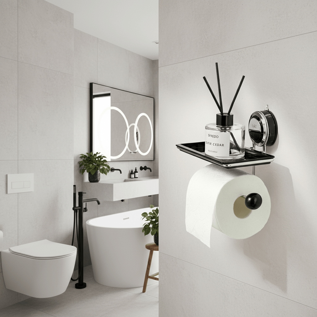 Cloth Strong - Drill-Free Stainless Steel Toilet Paper Holder Stand with Strong Suction 0