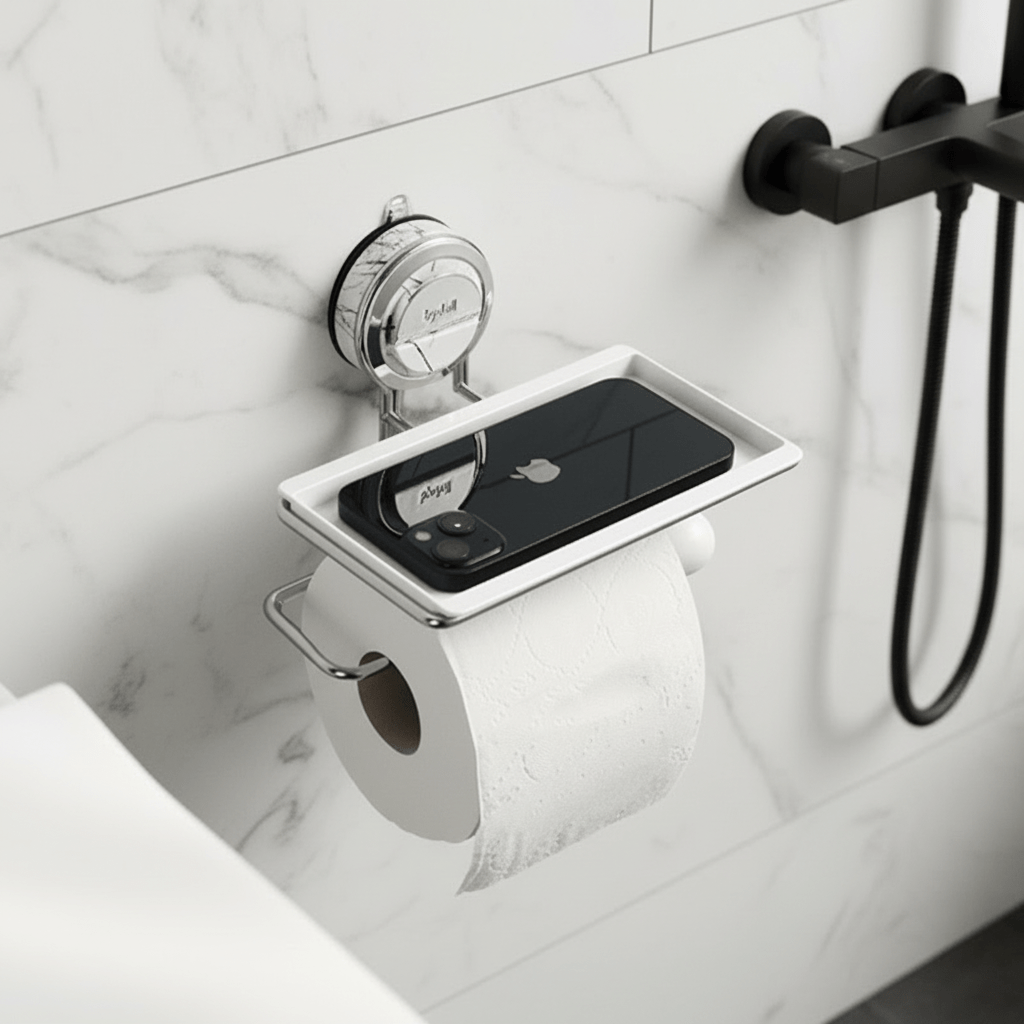 Cloth Strong - Drill-Free Stainless Steel Toilet Paper Holder Stand with Strong Suction 11