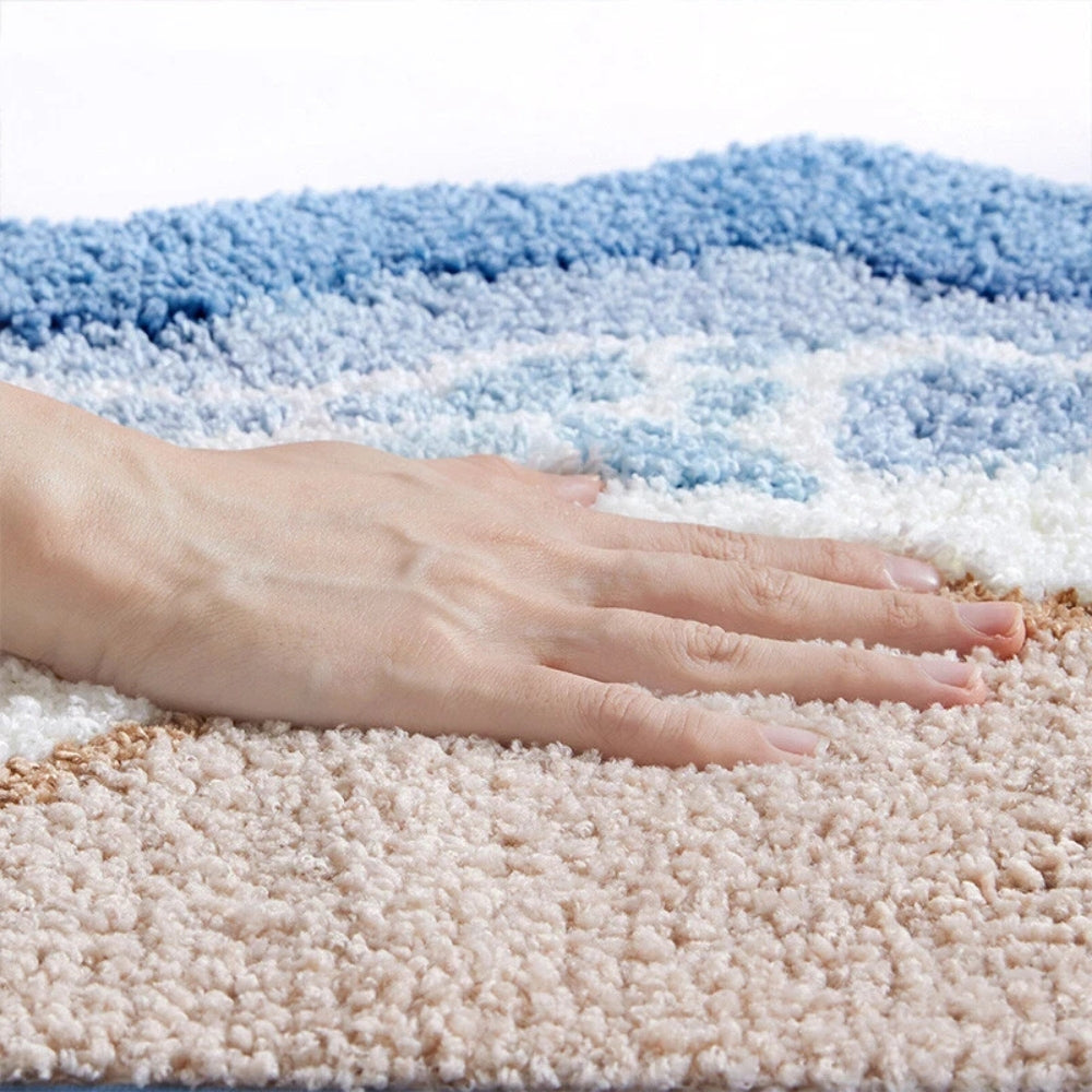 Coastal Charm - Non-Slip Bath Mat with Seaside Footprint Pattern for Bathrooms 2