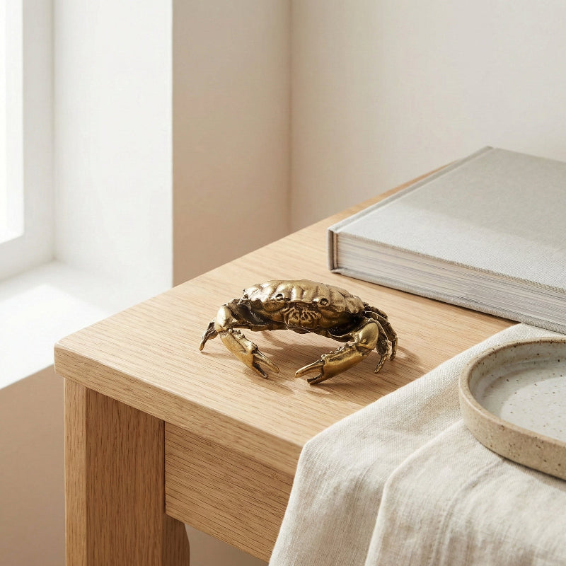 Coastal Charm Brass Crab Figurine - Elegant Home Decor Accent for Coastal Living 2