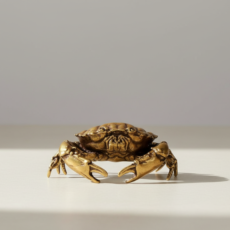 Coastal Charm Brass Crab Figurine - Elegant Home Decor Accent for Coastal Living 5