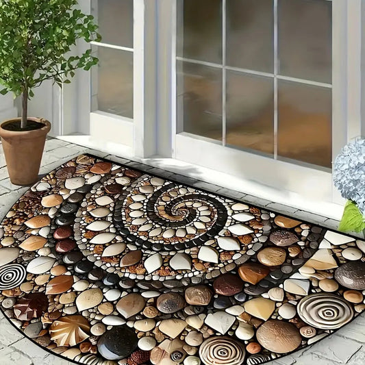 Coastal Spiral - Ocean-Inspired Doormat with Non-Slip Surface for Entryway 0