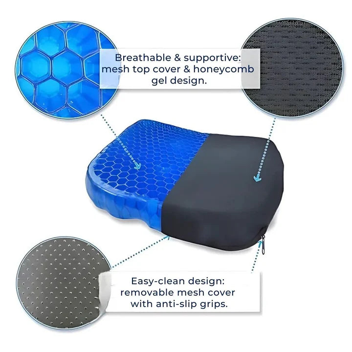 ComfortEase - Orthopedic Gel Seat Cushion for Tailbone & Lower Back Support 3