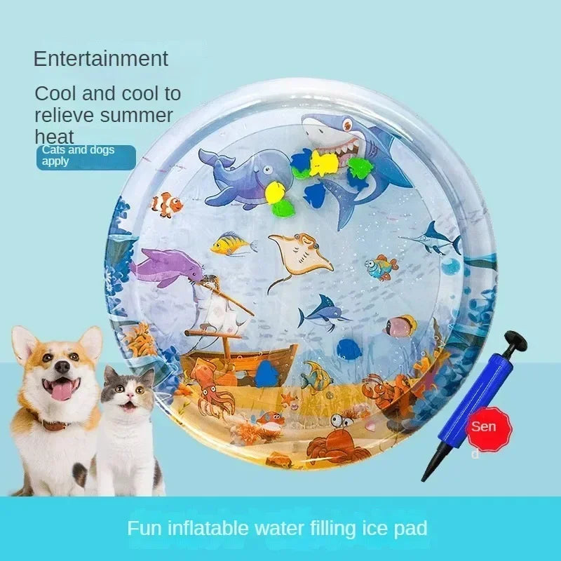 Cooling Dog Mat - 100cm Inflatable Water Pad for Dogs & Cats, Scratch Resistant 0