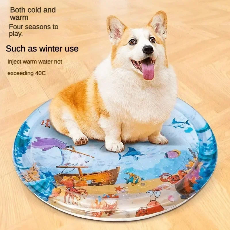 Cooling Dog Mat - 100cm Inflatable Water Pad for Dogs & Cats, Scratch Resistant 3