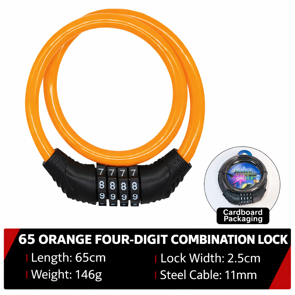 BIKEGUARD - Steel Security Cable Lock With 4-Digit Code