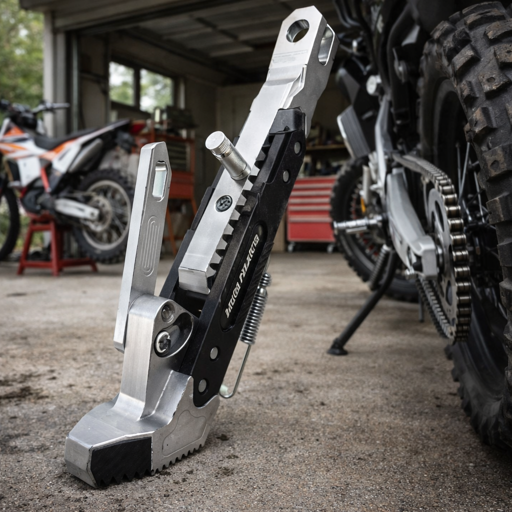 RIDERPRO - Heavy Duty Metal Motorcycle Kickstand Bracket Stable Side Parking Stand Frame