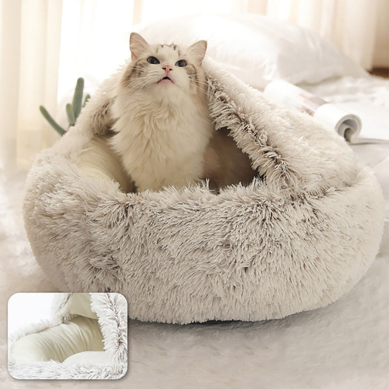 Cozy Cat Bed - Semi-Enclosed Cat Cave with Plush Filling for Ultimate Comfort 0