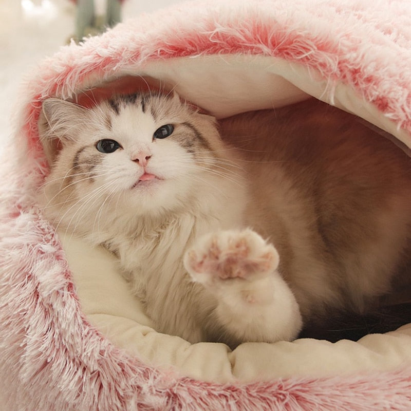 Cozy Cat Bed - Semi-Enclosed Cat Cave with Plush Filling for Ultimate Comfort 4