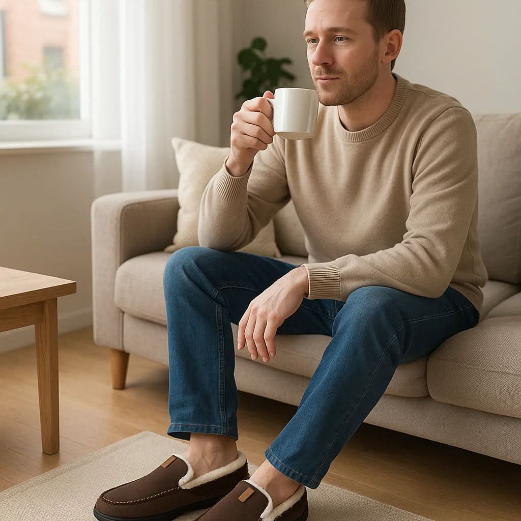 Cozy Comfort - Men's Warm Synthetic Wool Loafers for Home Use in Winter 1