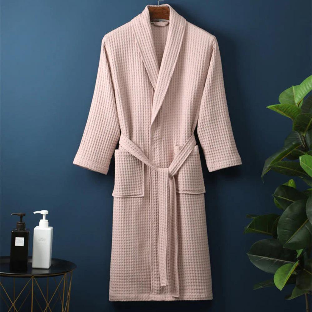 Cozy Cotton Waffle Bathrobe - Adjustable Waistband Mens Robe with Pockets 4