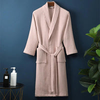 Cozy Cotton Waffle Bathrobe - Adjustable Waistband Mens Robe with Pockets 4