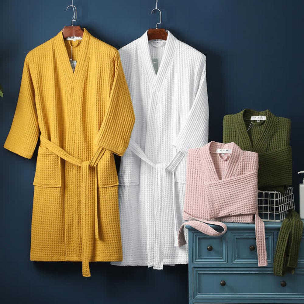 Cozy Cotton Waffle Bathrobe - Adjustable Waistband Mens Robe with Pockets 5