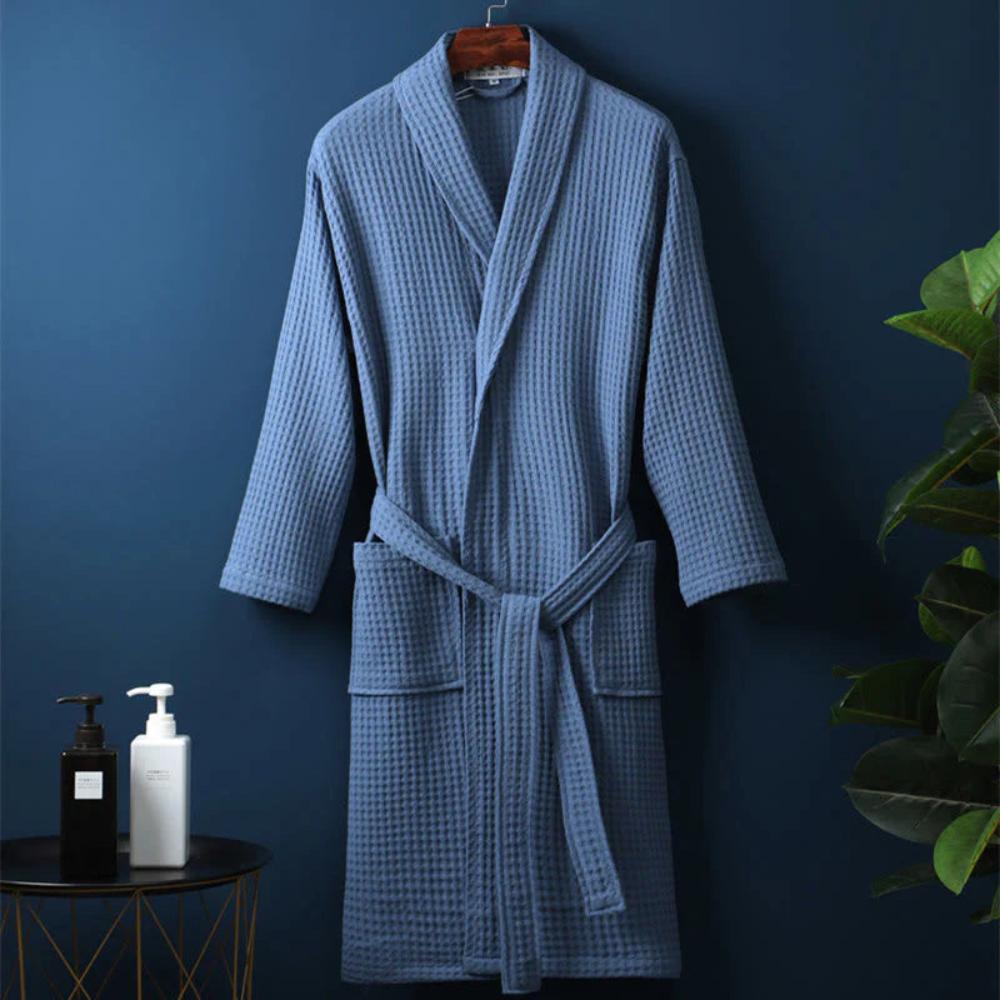Cozy Cotton Waffle Bathrobe - Adjustable Waistband Mens Robe with Pockets 6