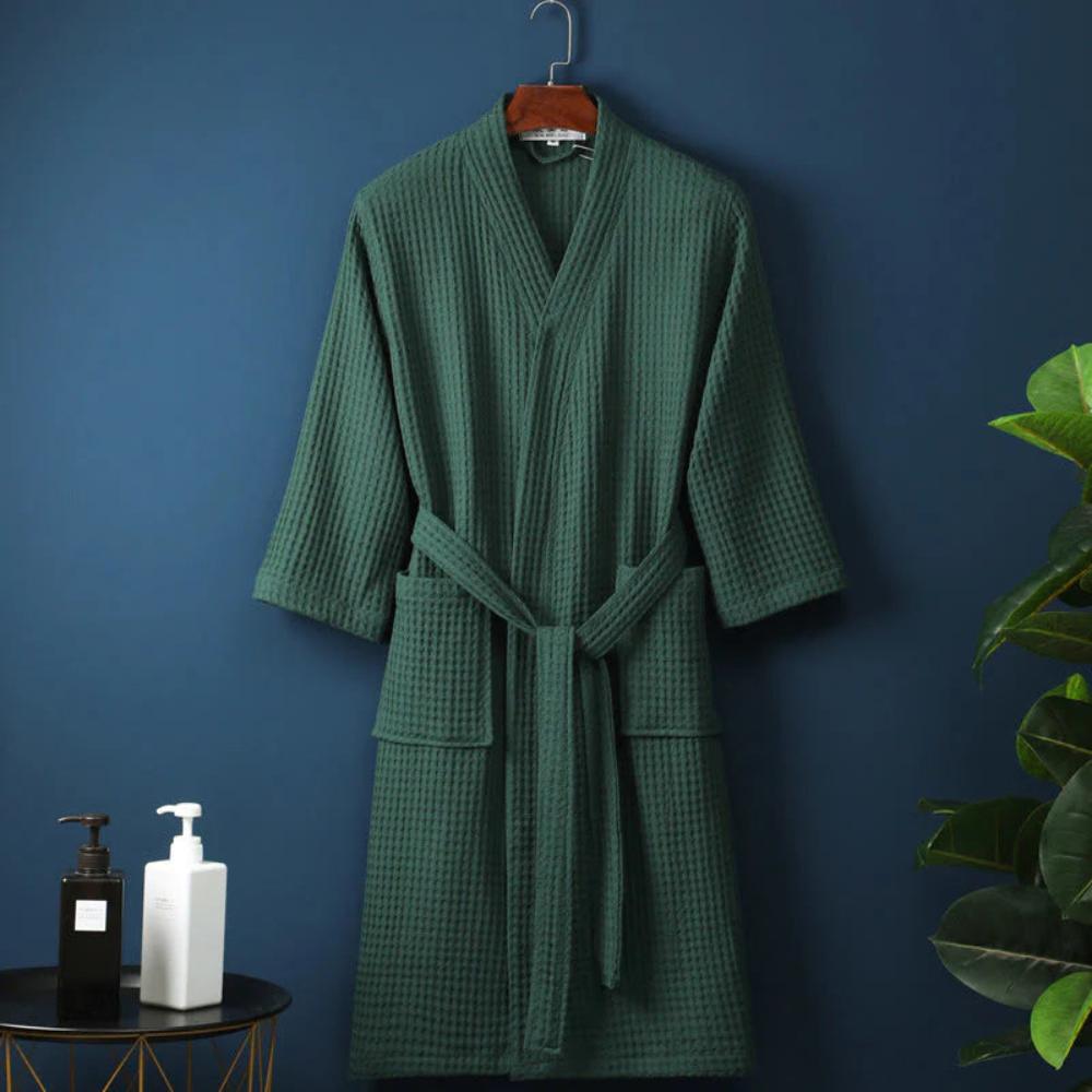 Cozy Cotton Waffle Bathrobe - Adjustable Waistband Mens Robe with Pockets 7