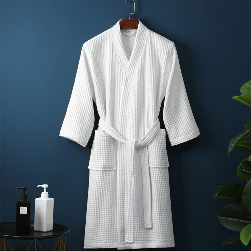 Cozy Cotton Waffle Bathrobe - Adjustable Waistband Mens Robe with Pockets 8