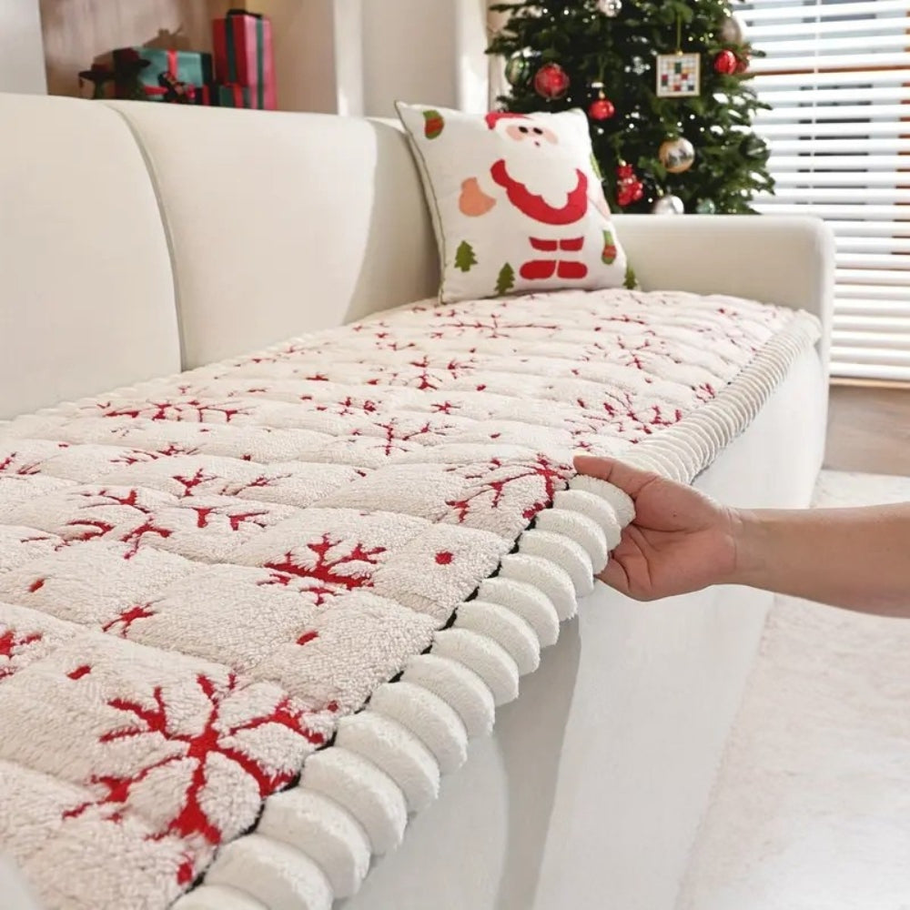 Cozy Holiday Sofa Cover - Festive Red & White Couch Slipcovers for Sectional Sofas 4
