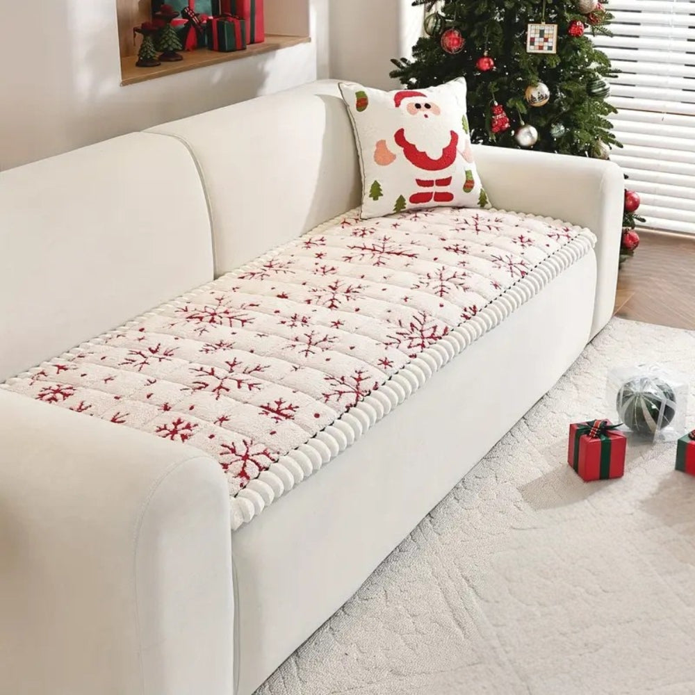 Cozy Holiday Sofa Cover - Festive Red & White Slipcover for Sectional & 1-4 Seater Sofas 1