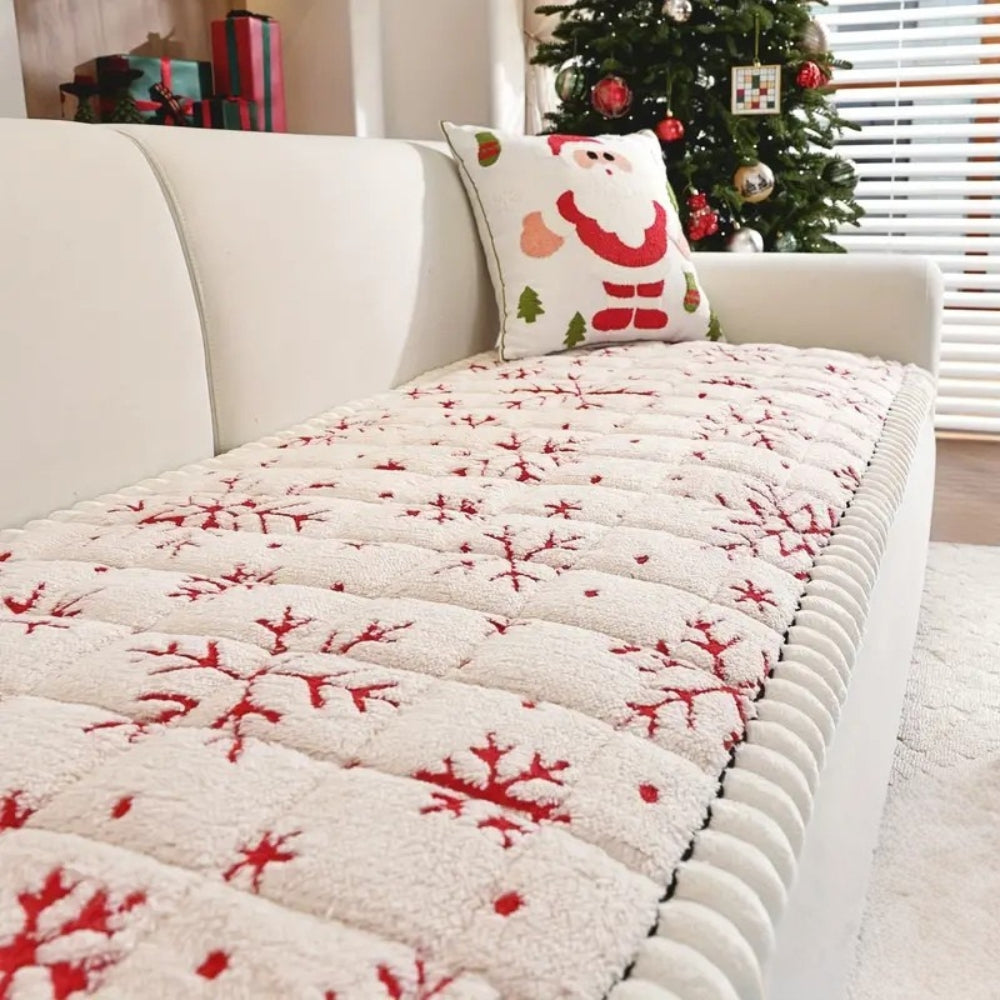 Cozy Holiday Sofa Cover - Festive Red & White Slipcover for Sectional & 1-4 Seater Sofas 2