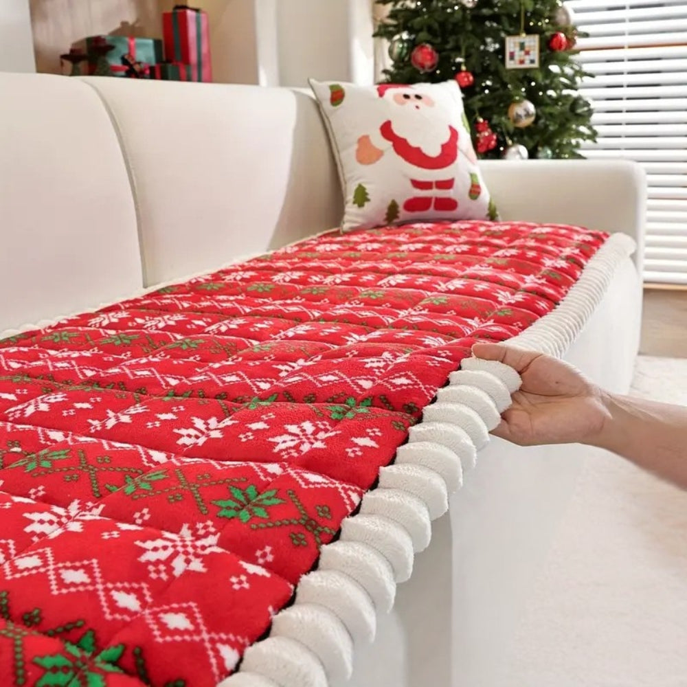 Cozy Holiday Sofa Cover - Festive Red & White Slipcover for Sectional & 1-4 Seater Sofas 3