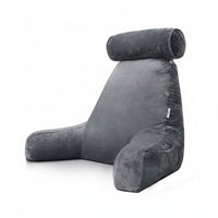Cozy Reading Bed Pillow with Arm Support, Soft Velour Cover & Side Pocket 1