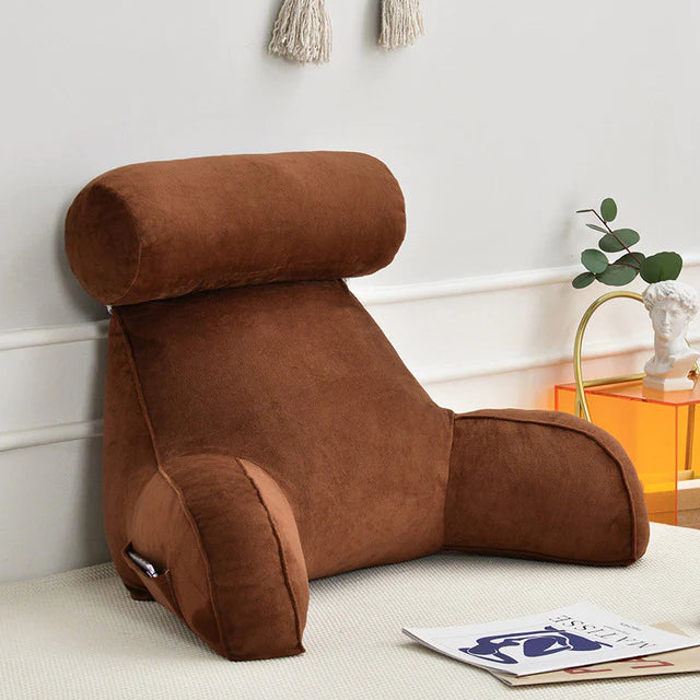 Cozy Reading Bed Pillow with Arm Support, Soft Velour Cover & Side Pocket 5