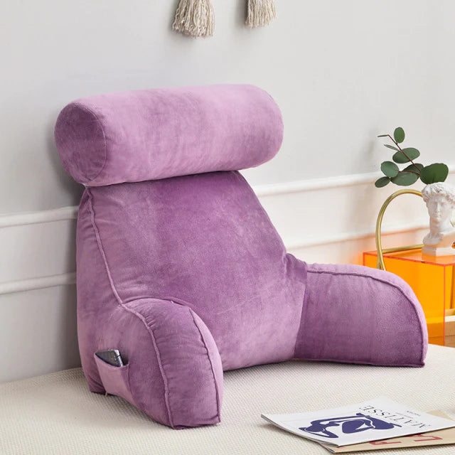 Cozy Reading Bed Pillow with Arm Support, Soft Velour Cover & Side Pocket 6