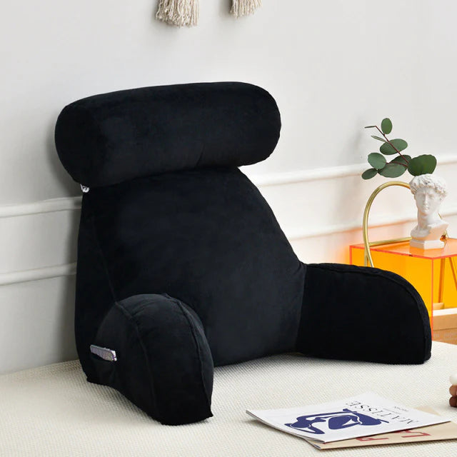 Cozy Reading Bed Pillow with Arm Support, Soft Velour Cover & Side Pocket 9