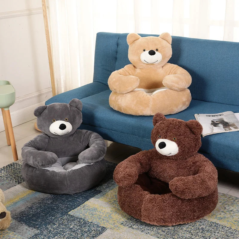 CuddleCub Bear Shaped Plush Dog Bed for Winter Comfort - Cozy & Durable 1