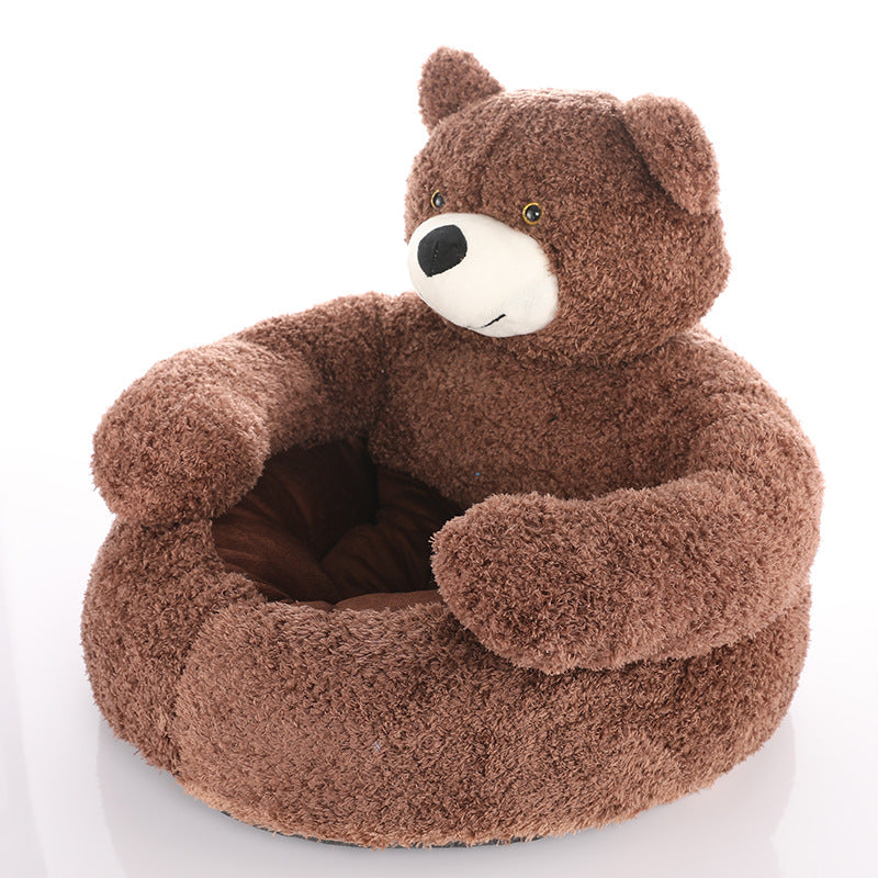 CuddleCub Bear Shaped Plush Dog Bed for Winter Comfort - Cozy & Durable 4