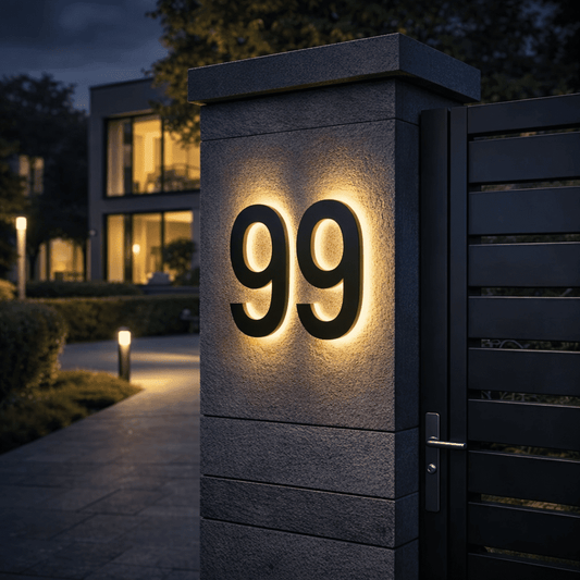 Customizable LED House Number Sign - Modern Stainless Steel & Acrylic Design 0