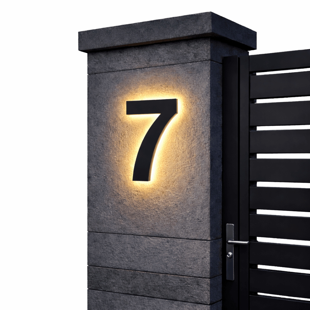 Customizable LED House Number Sign - Modern Stainless Steel & Acrylic Design 10