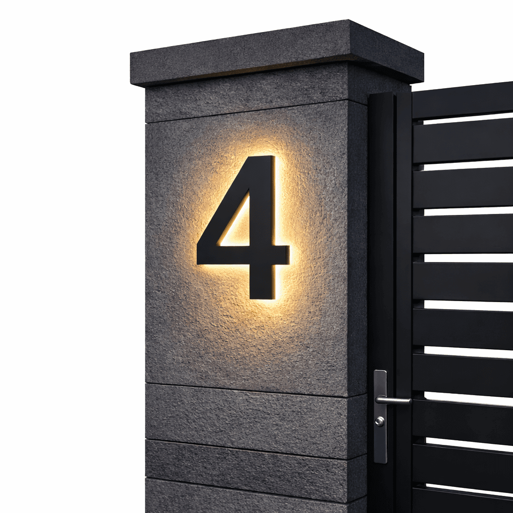 Customizable LED House Number Sign - Modern Stainless Steel & Acrylic Design 11