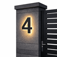 Customizable LED House Number Sign - Modern Stainless Steel & Acrylic Design 11