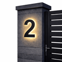 Customizable LED House Number Sign - Modern Stainless Steel & Acrylic Design 12