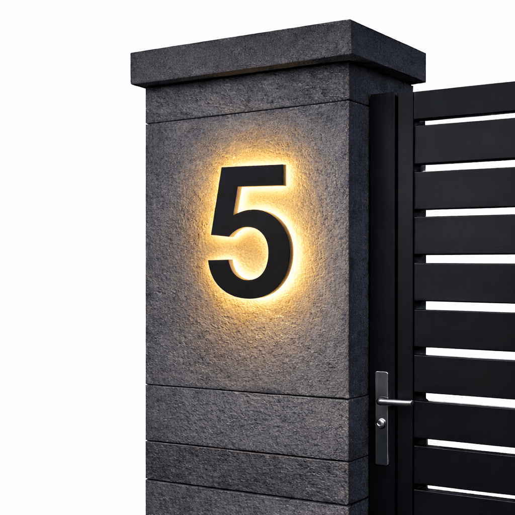 Customizable LED House Number Sign - Modern Stainless Steel & Acrylic Design 14